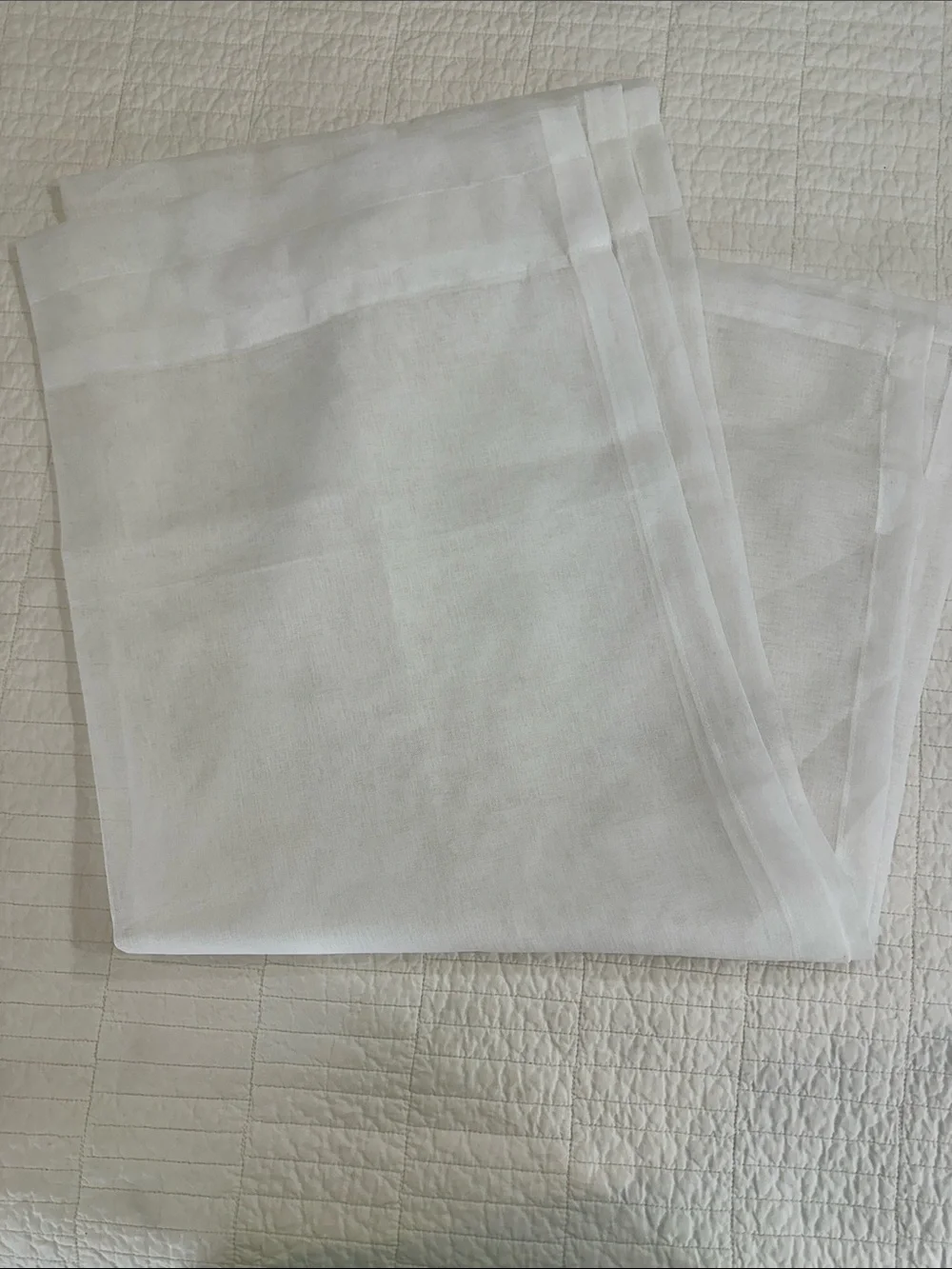 Set of 2 Sheer White Curtain Panel Lightweight Semi-Sheer Window New